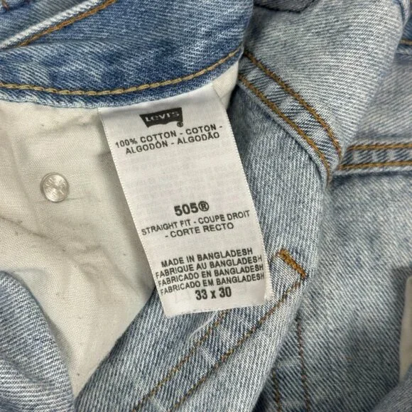 Vintage Levi’s Men’s 505 Jean Medium Light Blue Stonewash 33x30 - Picture 3 of 11